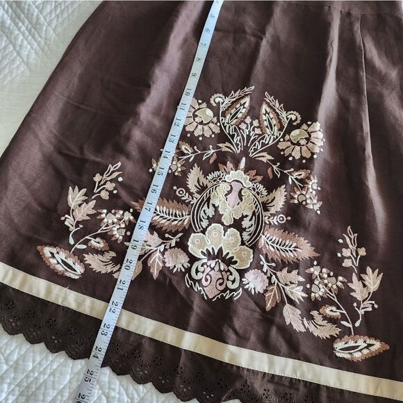 LOFT embroidery eyelet scallop hem side zip cottagecore prairie lined midi skirt - Picture 10 of 14